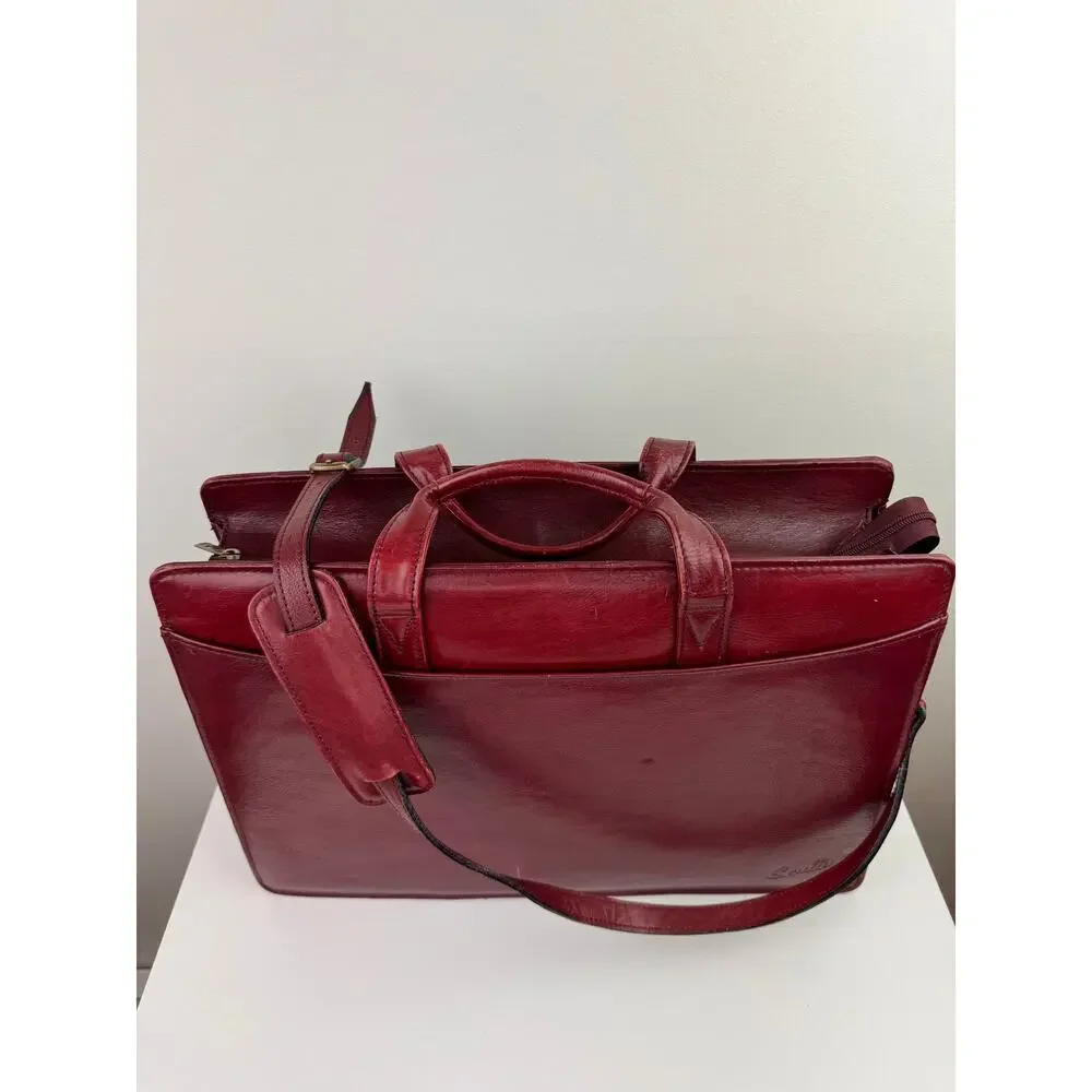 Vintage Scully Unisex Burgundy Red Leather Laptop Work Bag Briefcase Strap VTG